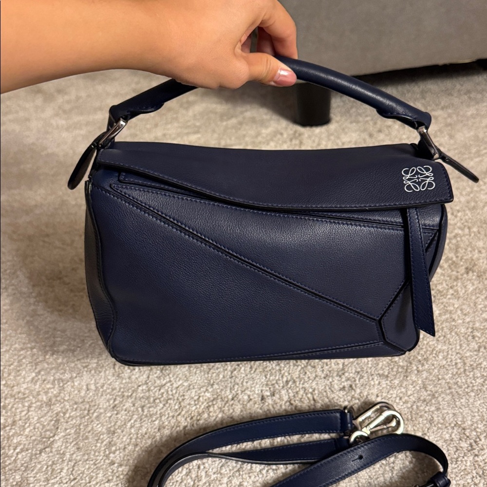 Loewe Calfskin Small Puzzle Bag Marine